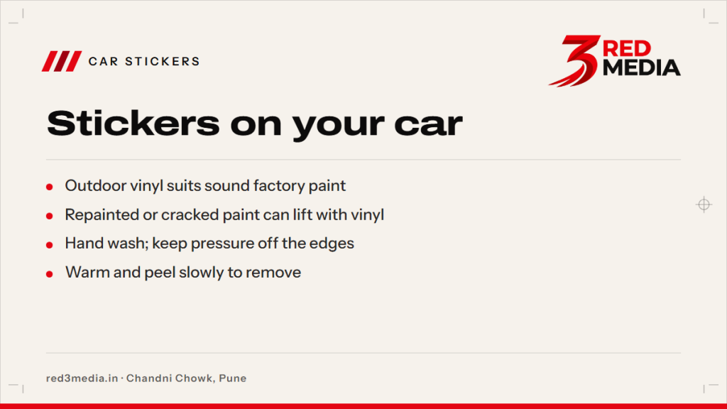 Can I Put Vinyl Stickers on My Car? Paint, Glass and Washing - key facts card