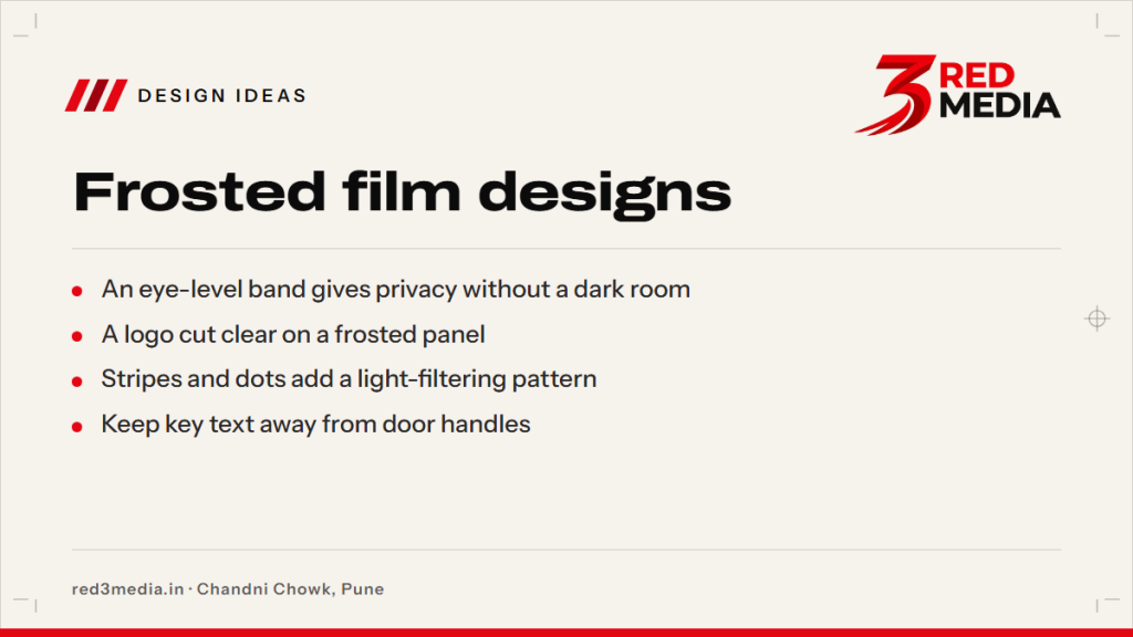 Frosted Film Design Ideas for Glass Doors and Partitions - key facts card
