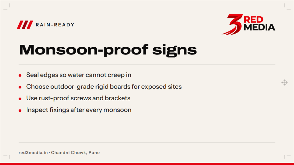 Monsoon-Proof Signage in Pune: Materials and Fixing That Last - key facts card