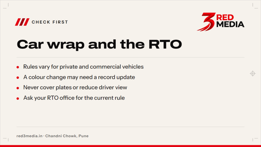 RTO Rules for Car Wrap in India: What to Check First - key facts card