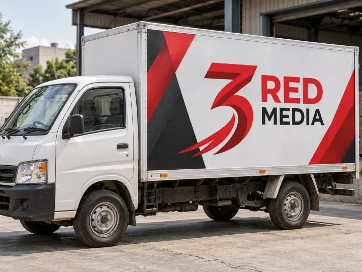 Tempo with printed vinyl side graphics and the 3 Red Media logo