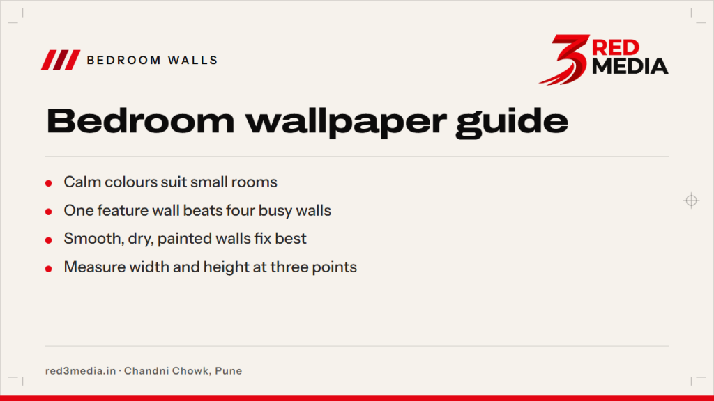 Vinyl Wallpaper for Bedroom Walls: Patterns, Colours and Fit - key facts card