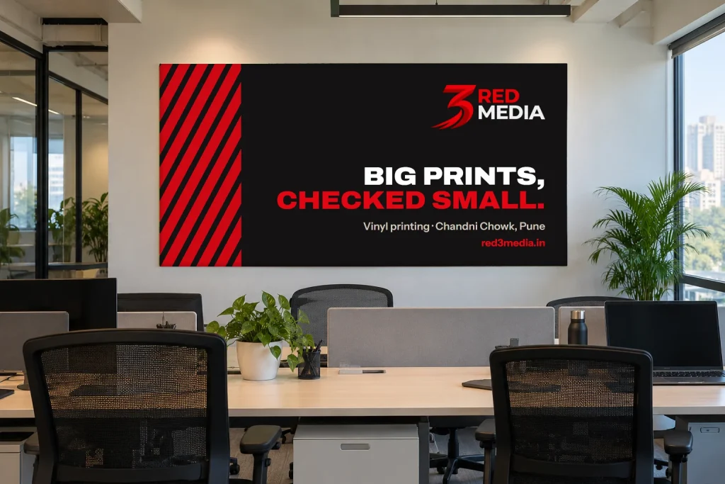 Office wall graphic printed in vinyl with a 3 Red Media design